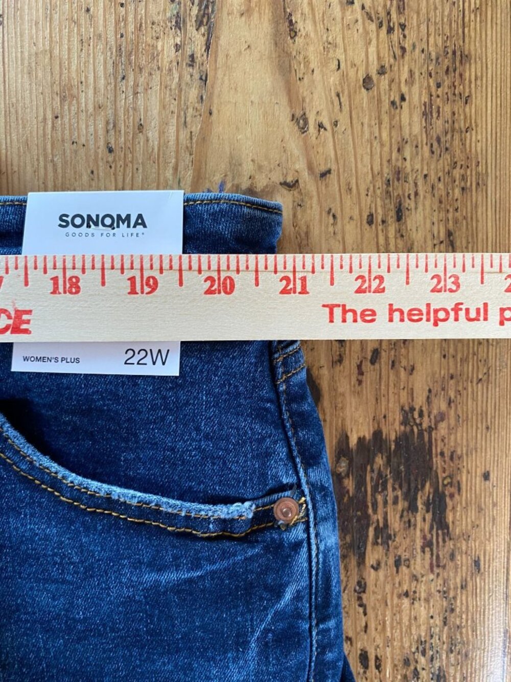 NWT Sonoma Womens Plus High Rise Curvy Straight Jeans 22W Medium Classic Denim - Picture 6 of 7